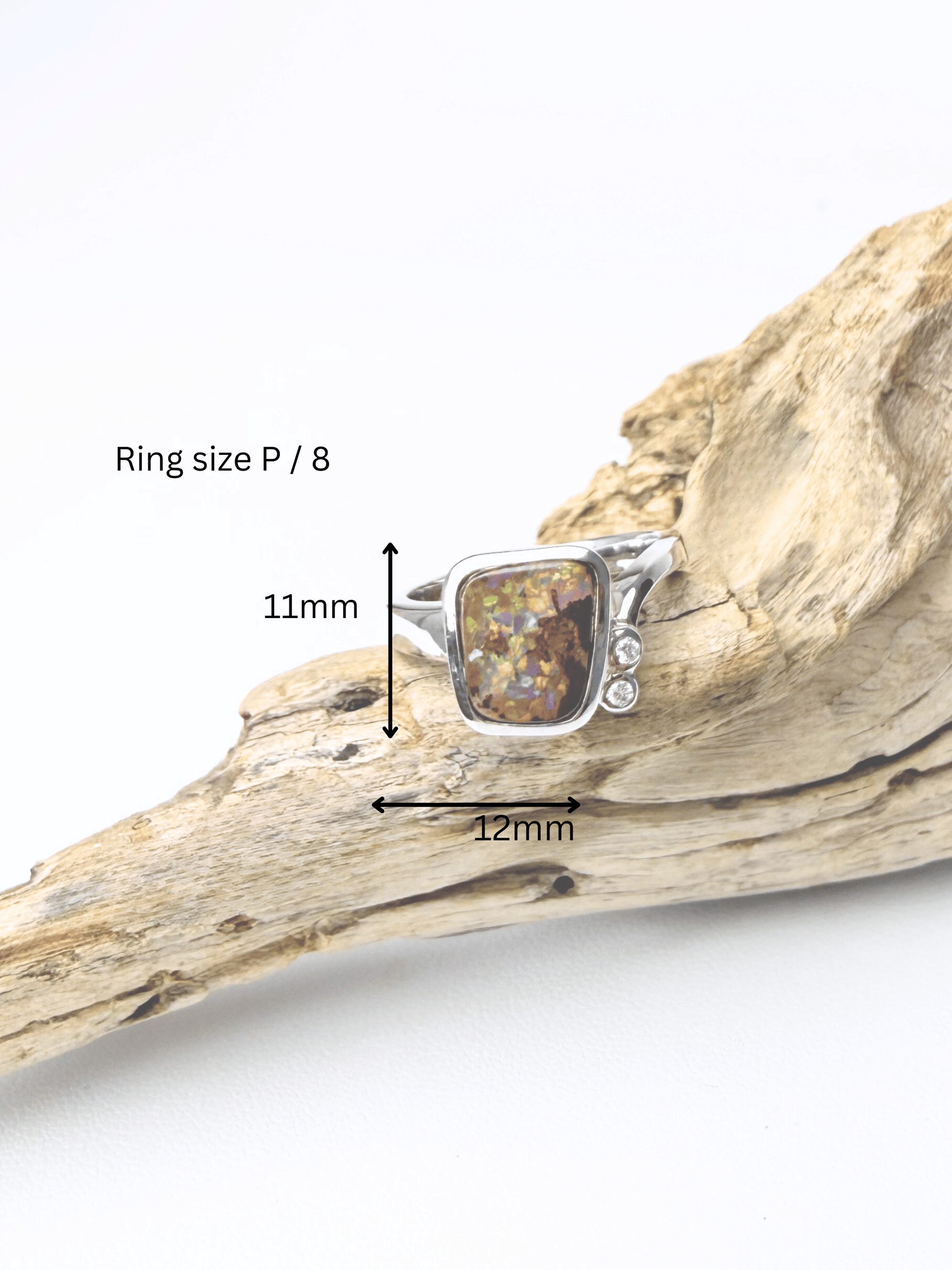 Boulder Opal and Diamond Accent Silver Ring