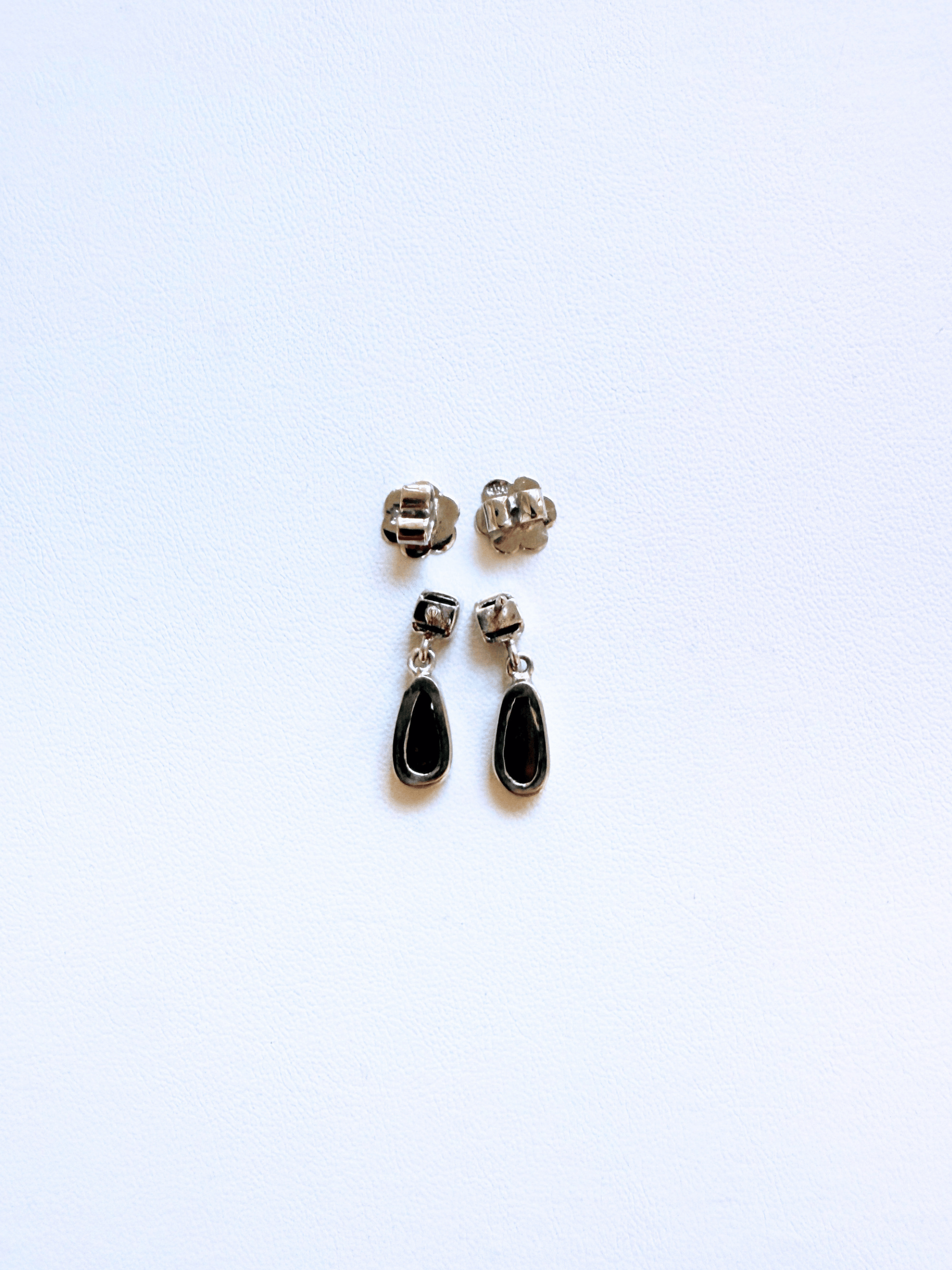 Boulder Opal Pear and Pale Blue Sapphire Silver Drop Earrings