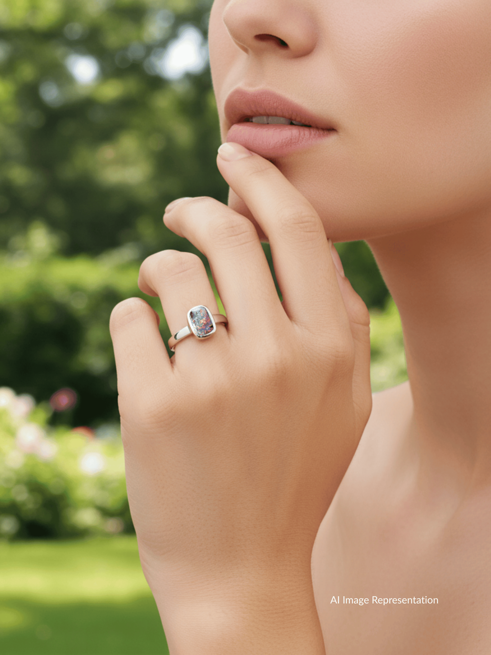 Boulder Opal Colour Flash Silver Ring