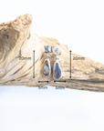 Boulder Opal Pear and Pale Blue Sapphire Silver Drop Earrings