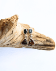 Boulder Opal Triangle and Green Sapphire Silver Drop Earrings