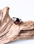 Garnet Solitaire Sparkle Silver Ring