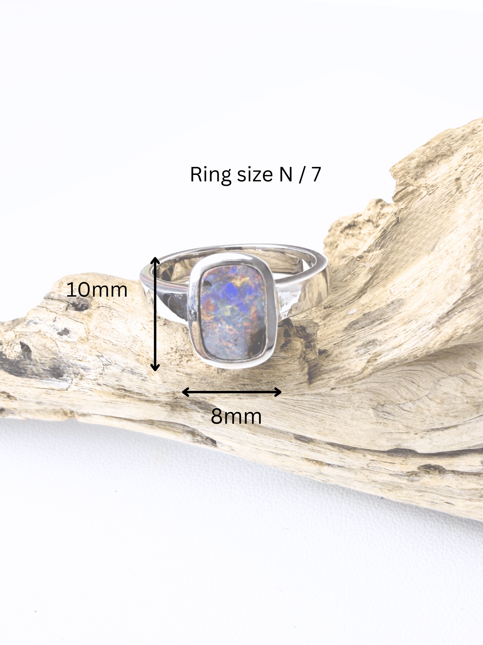 Boulder Opal Colour Flash Silver Ring