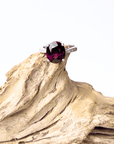 Garnet Solitaire Sparkle Silver Ring