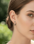Boulder Opal Triangle and Green Sapphire Silver Drop Earrings