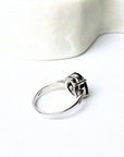 Garnet Solitaire Sparkle Silver Ring