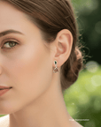 Boulder Opal Triangle and Green Sapphire Silver Drop Earrings