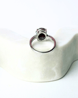 Garnet Solitaire Sparkle Silver Ring