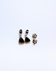 Boulder Opal Triangle and Green Sapphire Silver Drop Earrings