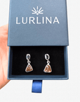 Boulder Opal Triangle and Green Sapphire Silver Drop Earrings