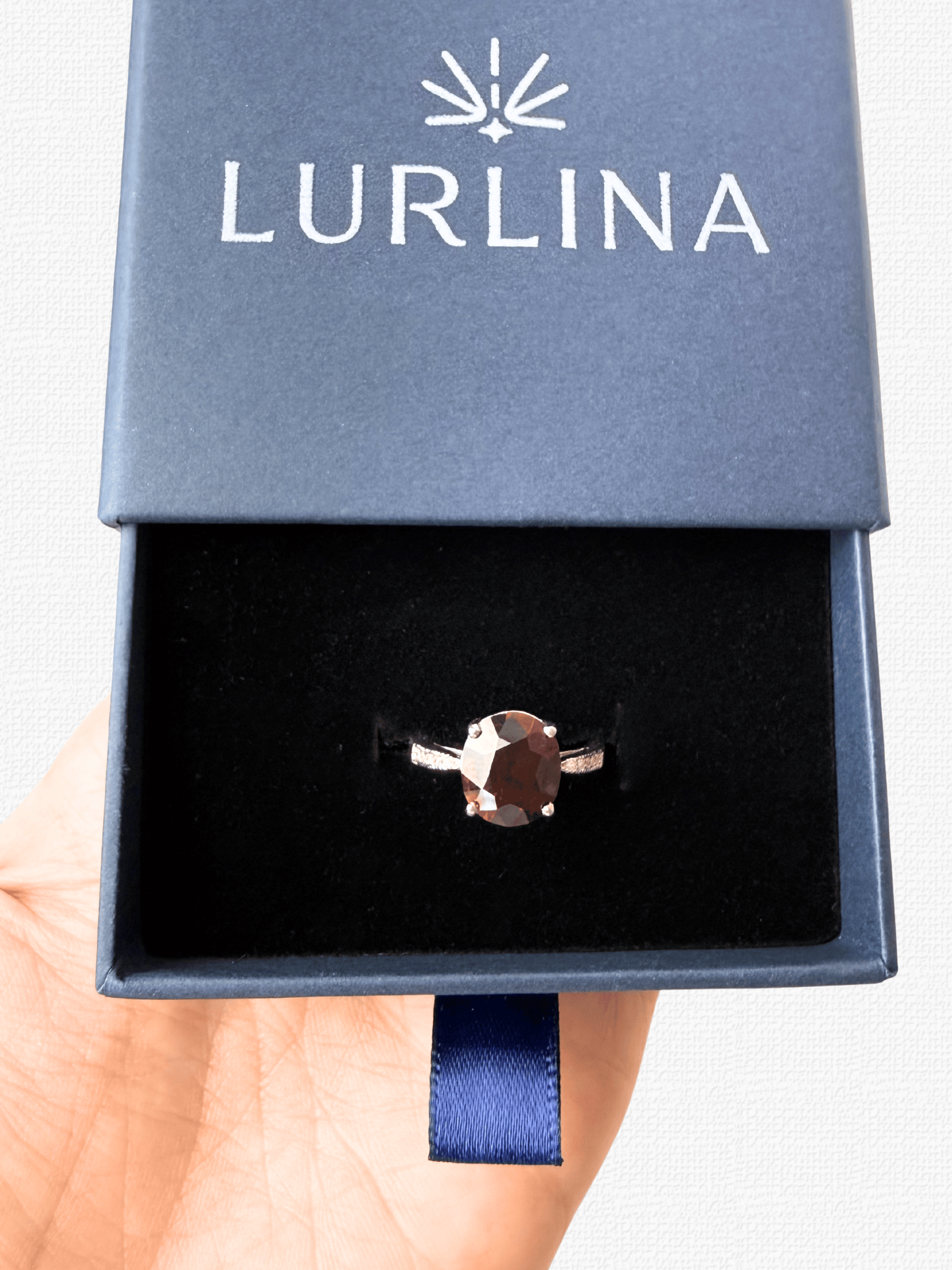 Garnet Solitaire Sparkle Silver Ring