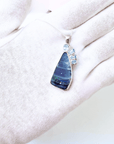Boulder Opal Silver Sail Pendant with Aquamarines