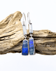 Boulder Opal and Aquamarine Silver Hook Earrings