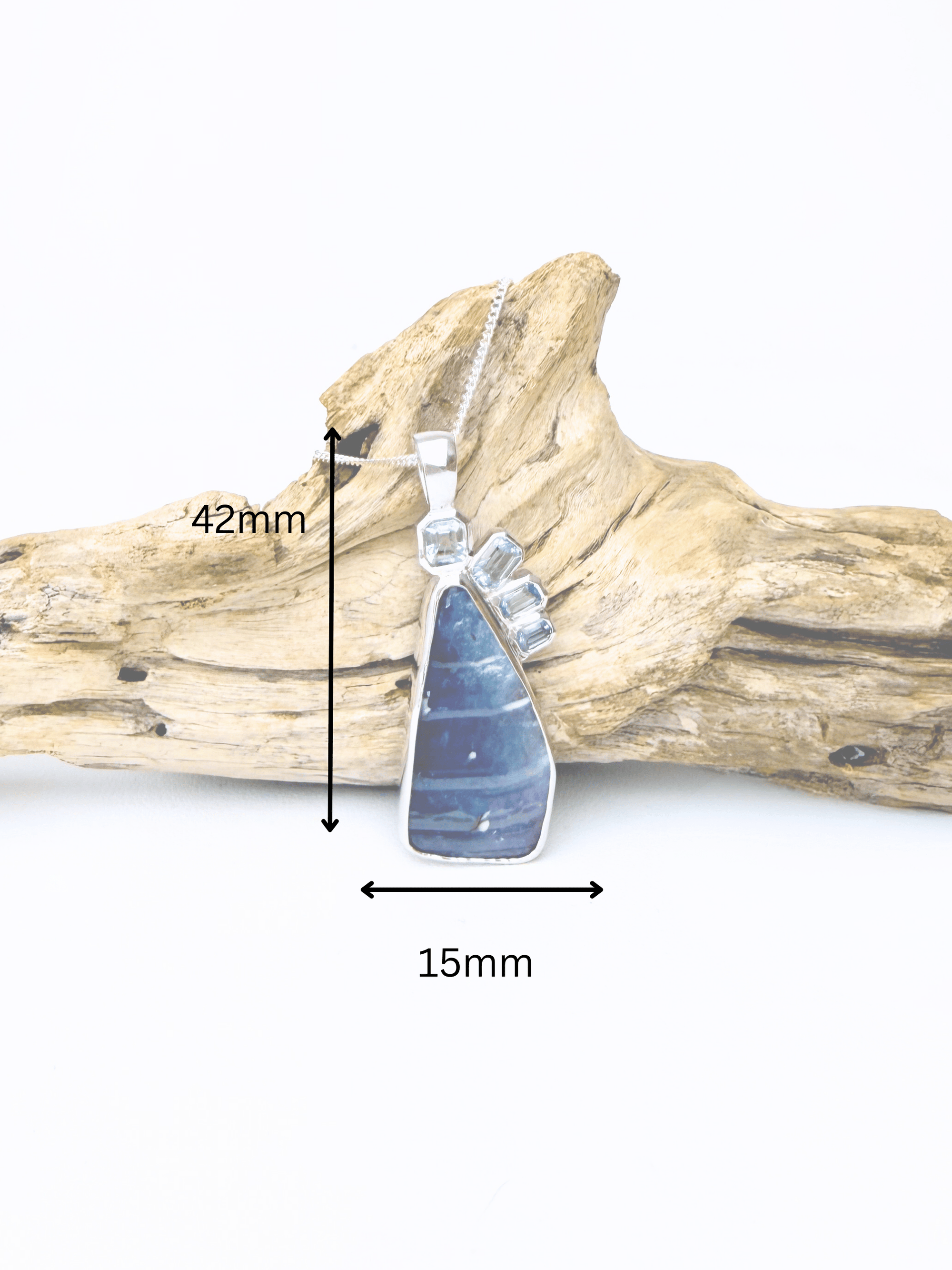 Boulder Opal Silver Sail Pendant with Aquamarines