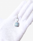 Boulder Opal Silver Square Pendant with Aquamarine