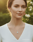 Boulder Opal Silver Square Pendant with Aquamarine