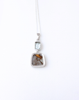 Boulder Opal Silver Square Pendant with Aquamarine