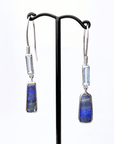 Boulder Opal and Aquamarine Silver Hook Earrings