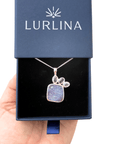 Boulder Opal Silver Square Pendant with Pastel Spinels