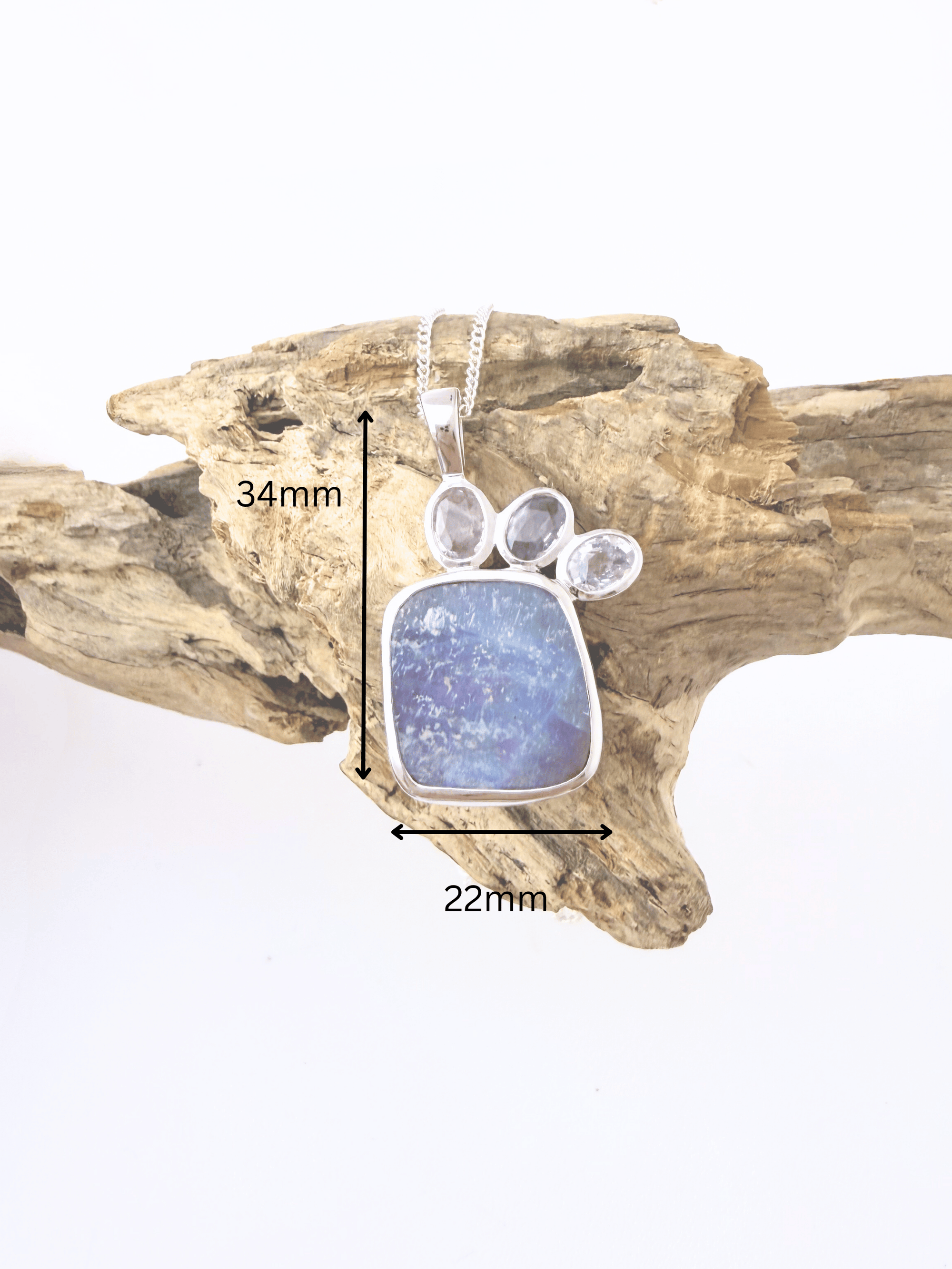 Boulder Opal Silver Square Pendant with Pastel Spinels