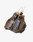 Boulder Opal, Pyrope and Hessonite Garnet Silver Hook Earrings