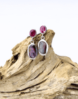 Boulder Opal and Ruby Drop Silver Earrings