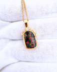 Boulder Opal and Diamond Constellation 18K Gold Pendant
