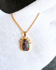 Boulder Opal and Diamond Constellation 18K Gold Pendant