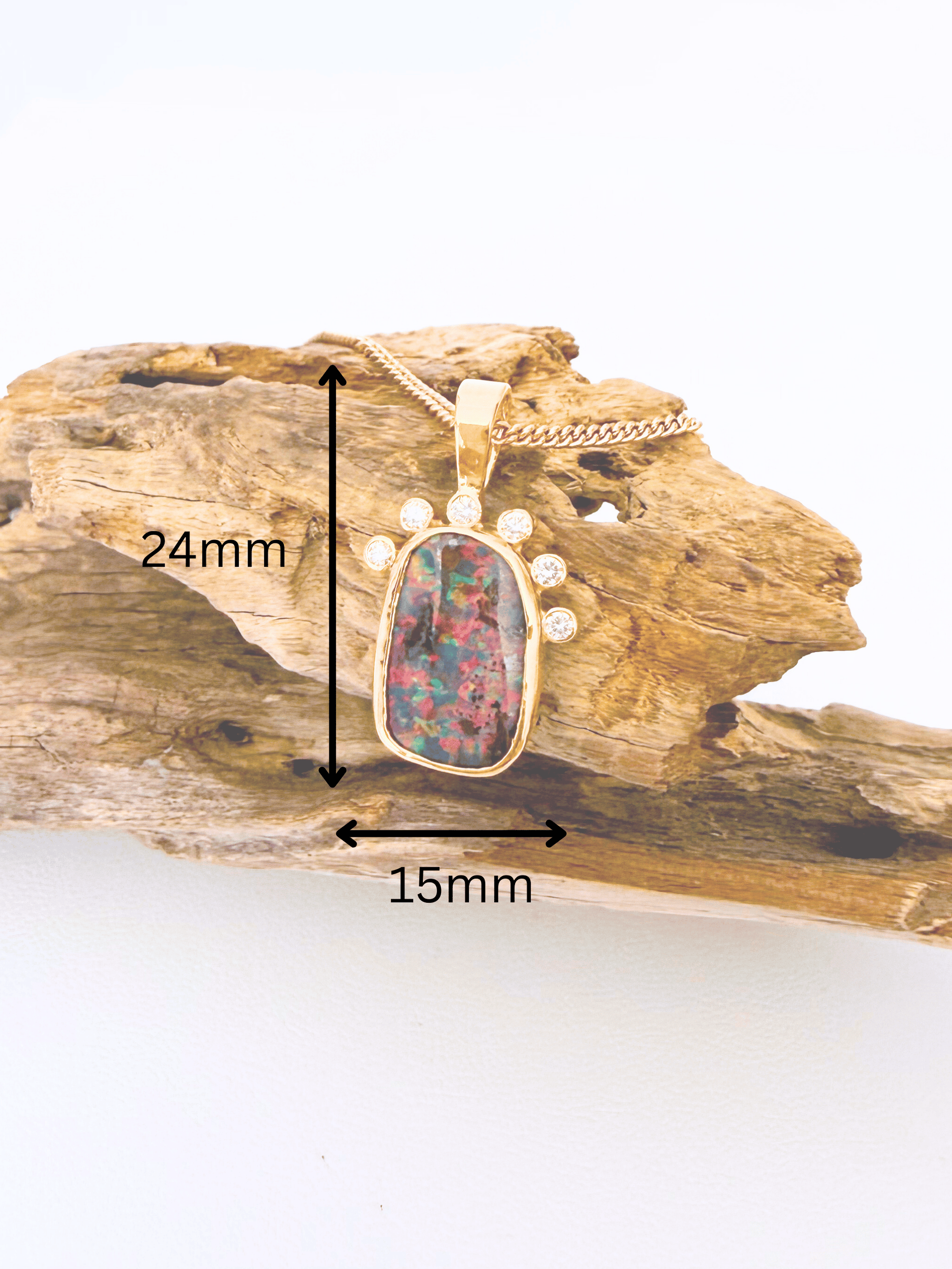 Boulder Opal and Diamond Constellation 18K Gold Pendant