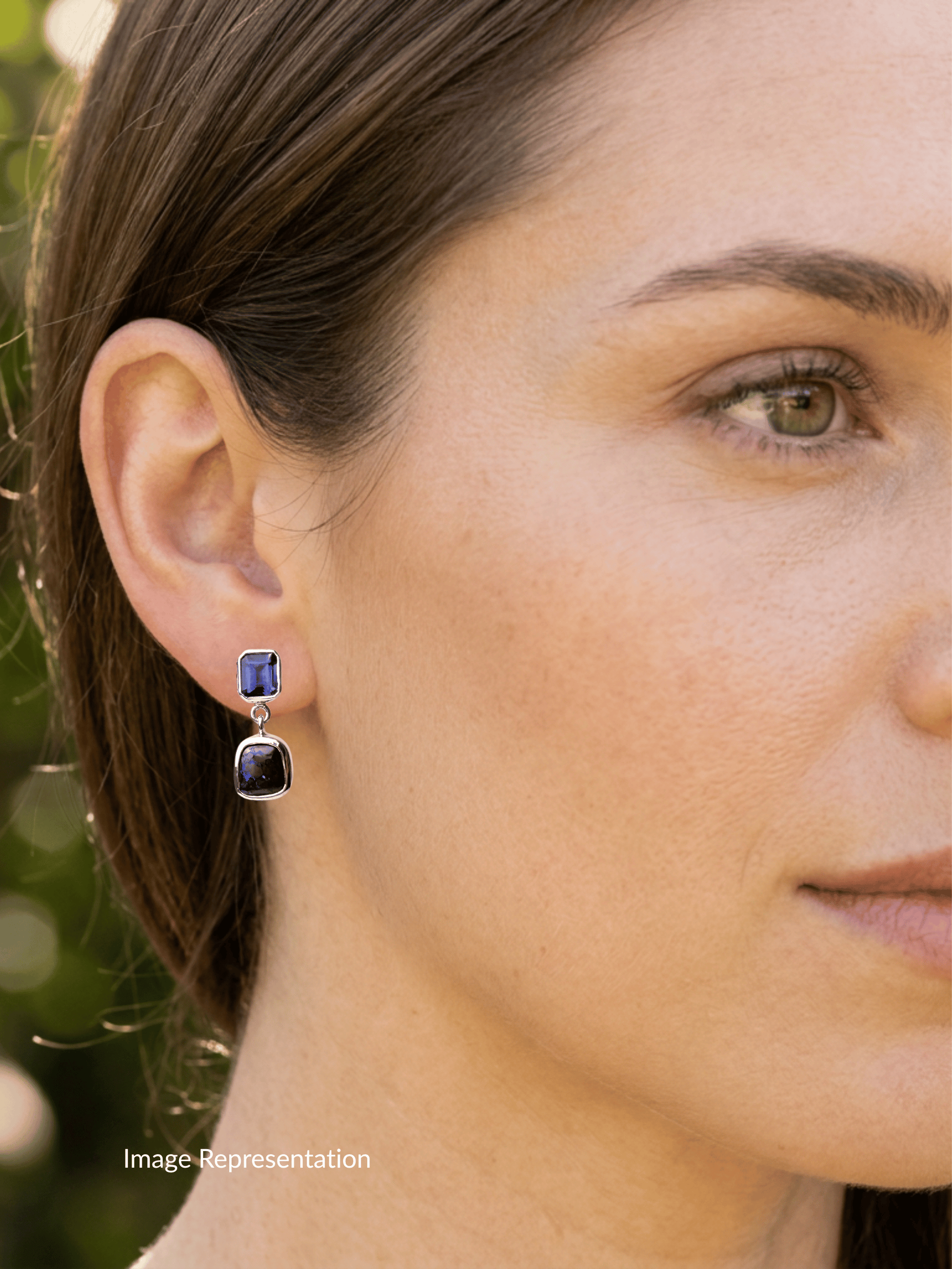 Boulder Opal and Royal Blue Sapphire Drop Silver Earrings