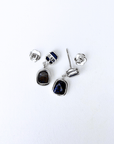 Boulder Opal and Royal Blue Sapphire Drop Silver Earrings