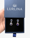 Boulder Opal and Royal Blue Sapphire Drop Silver Earrings
