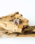 Boulder Opal Red Sparkle Silver Stud Earrings