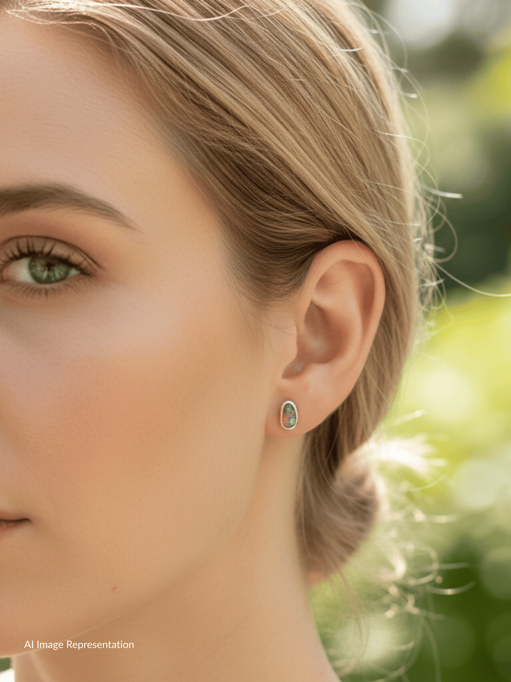 Boulder Opal Red Sparkle Silver Stud Earrings