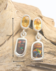 Boulder Opal and Yellow Sapphire Silver Drop Earrings