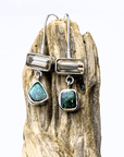 Boulder Opal and Bi-colour Tourmaline Silver Hook Earrings