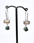 Boulder Opal and Bi-colour Tourmaline Silver Hook Earrings