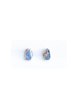 Boulder Opal Pale Sparkle Silver Stud Earrings