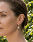 Boulder Opal and Bi-colour Tourmaline Silver Hook Earrings