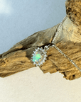 Lightning Ridge Crystal Opal Halo Silver Pendant