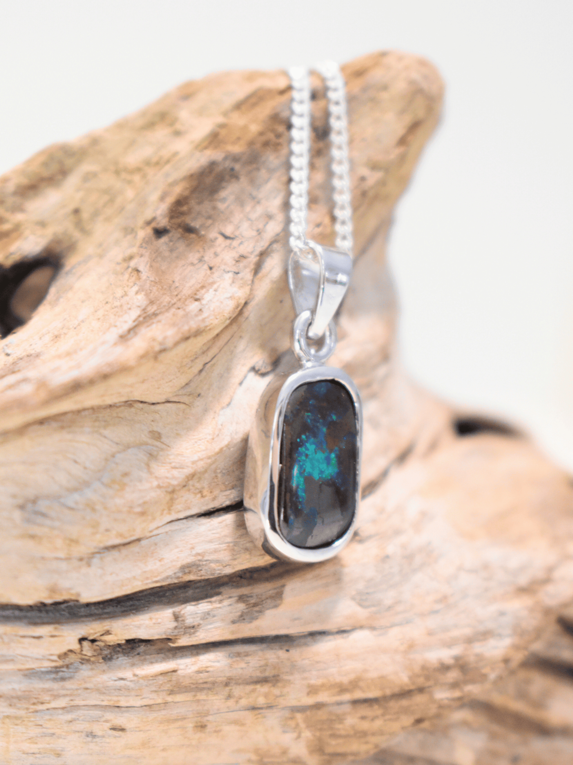 Australian Boulder Opal Silver Pendant