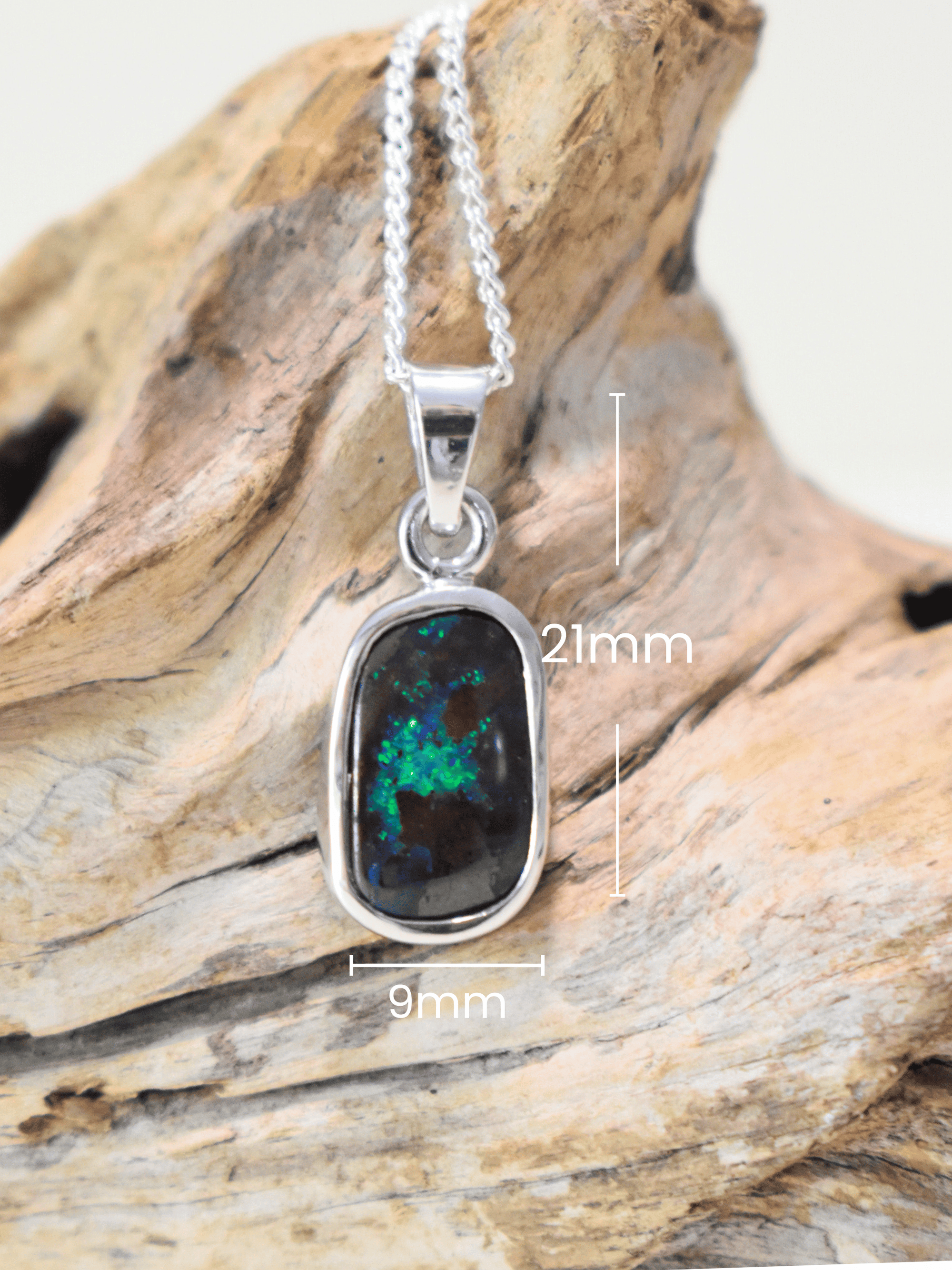 Australian Boulder Opal Silver Pendant measurements