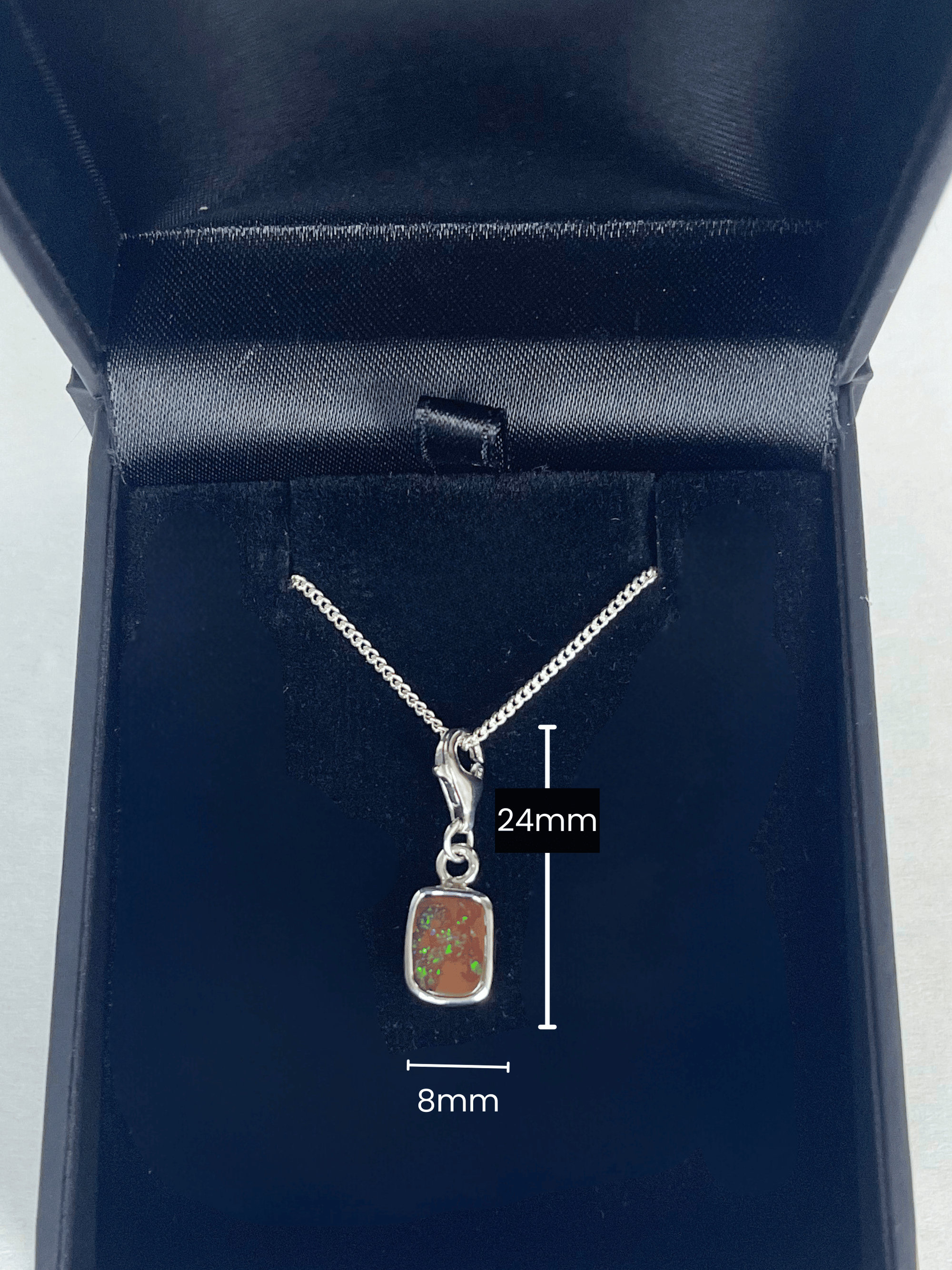 Australian Boulder Opal Square Silver Bracelet Charm measurements