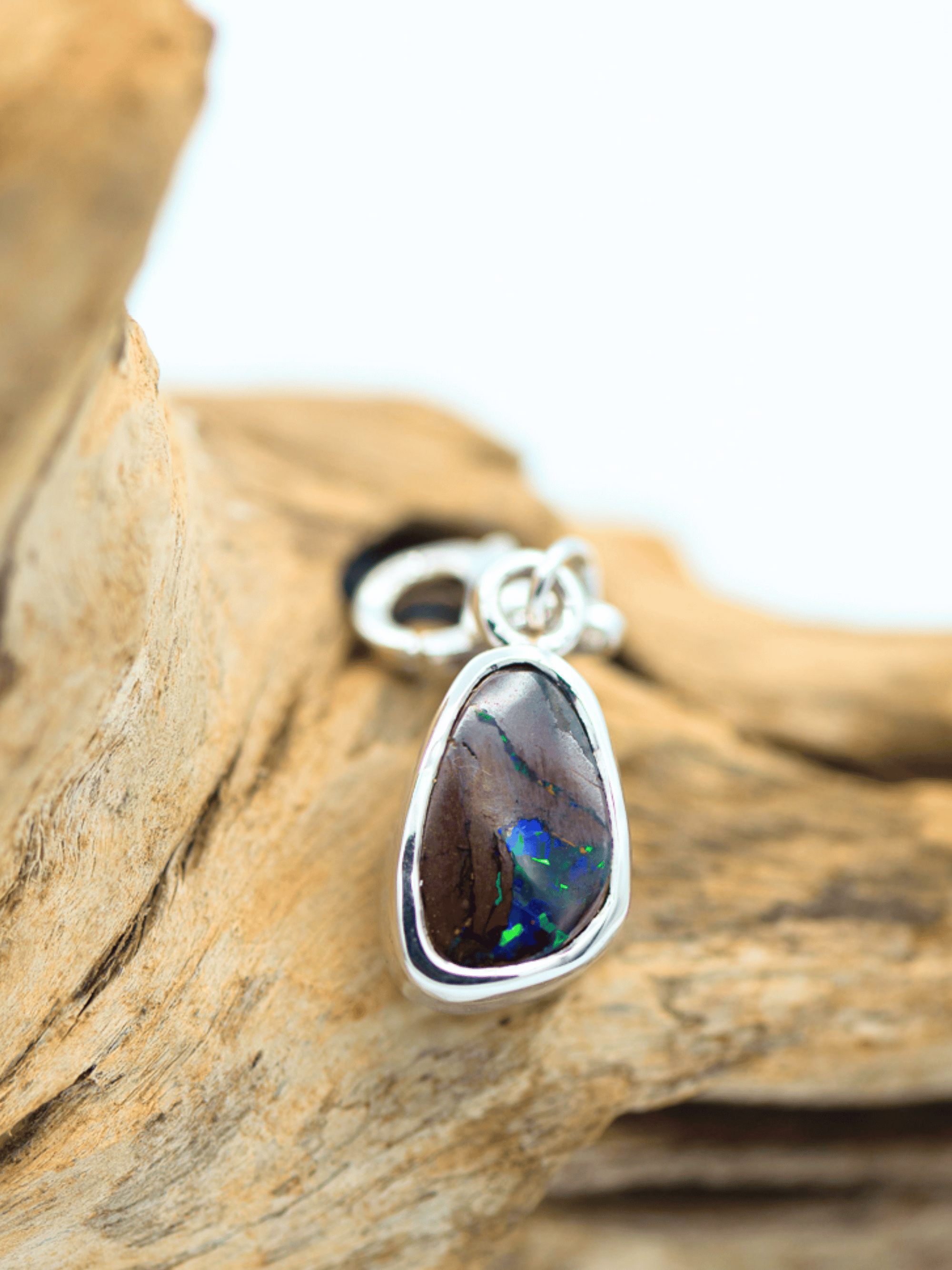 Boulder Opal Tear Drop Silver Bracelet Charm