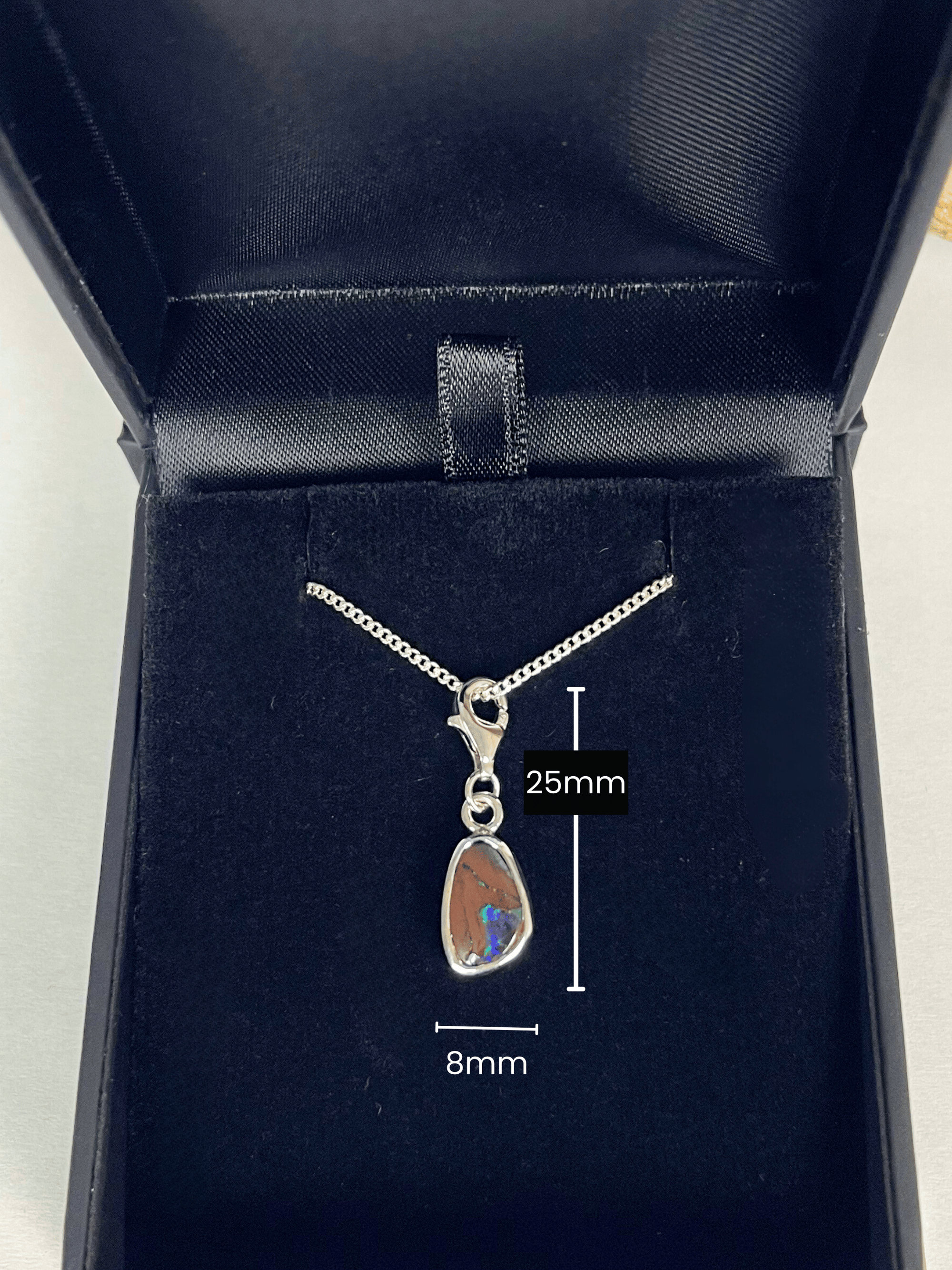 Australian Boulder Opal Tear Drop Silver Bracelet Charm measurements