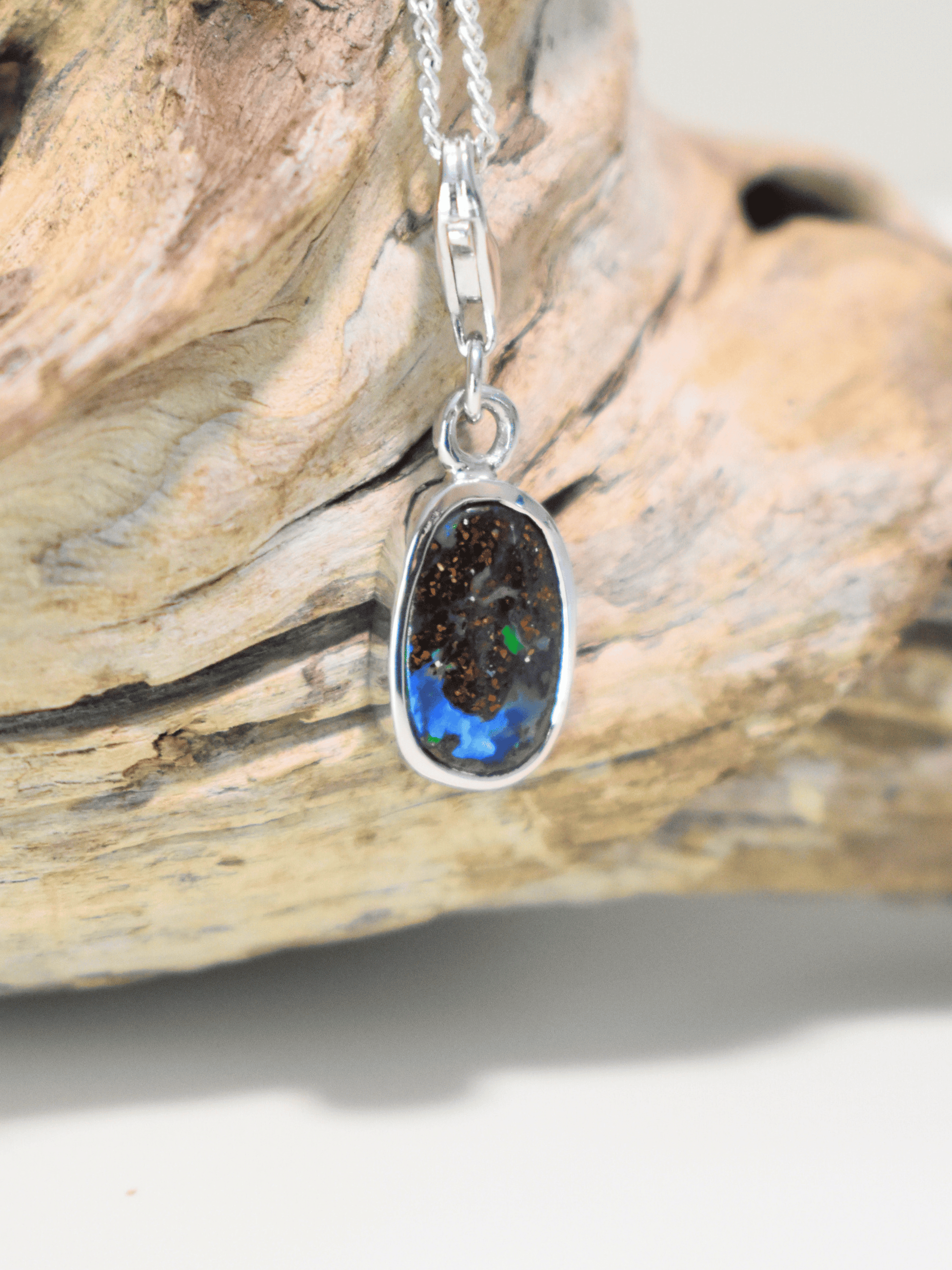 Australian Matrix Boulder Opal Silver Bracelet Charm