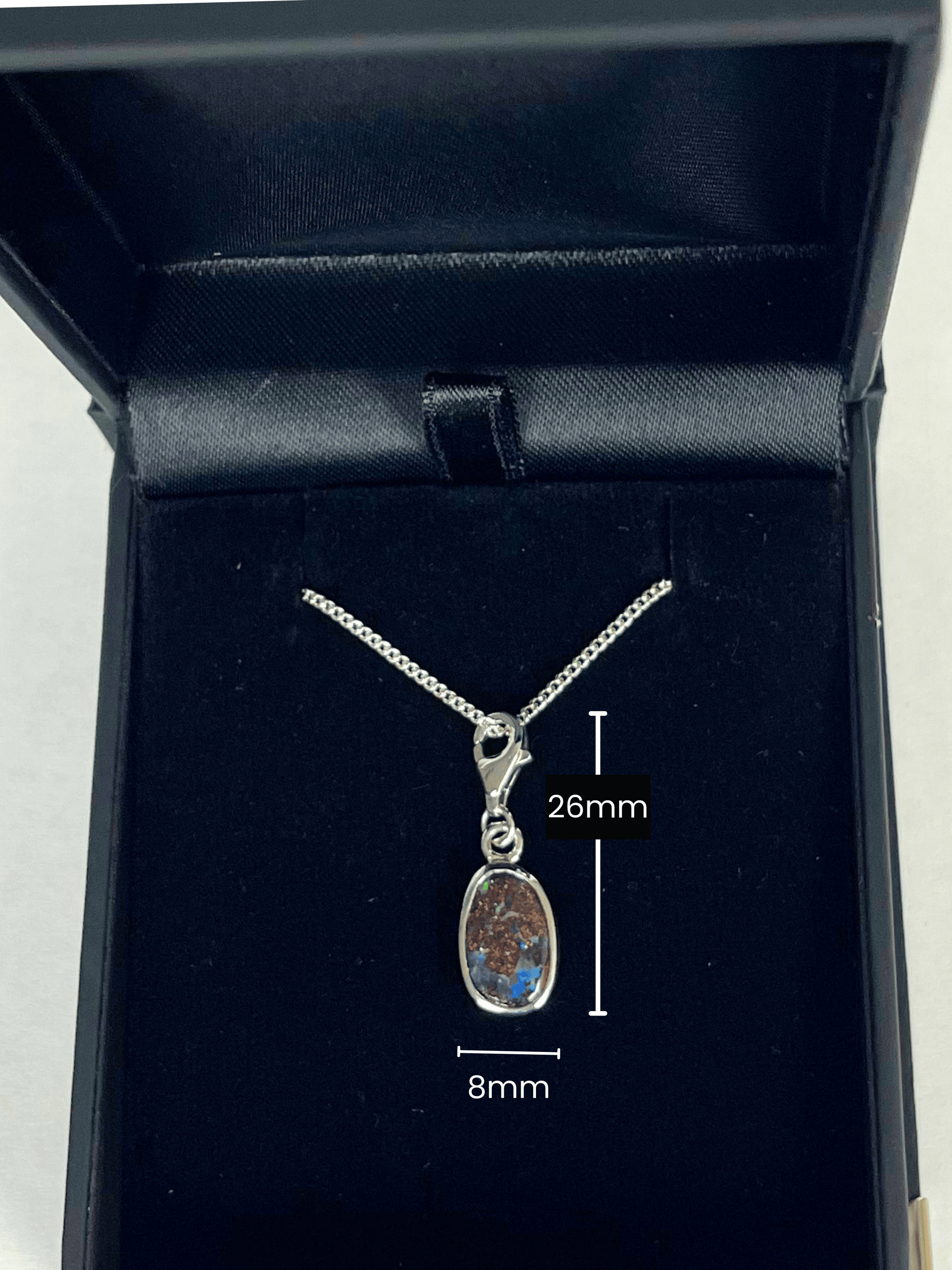 Australian Matrix Boulder Opal Silver Bracelet Charm Measurements