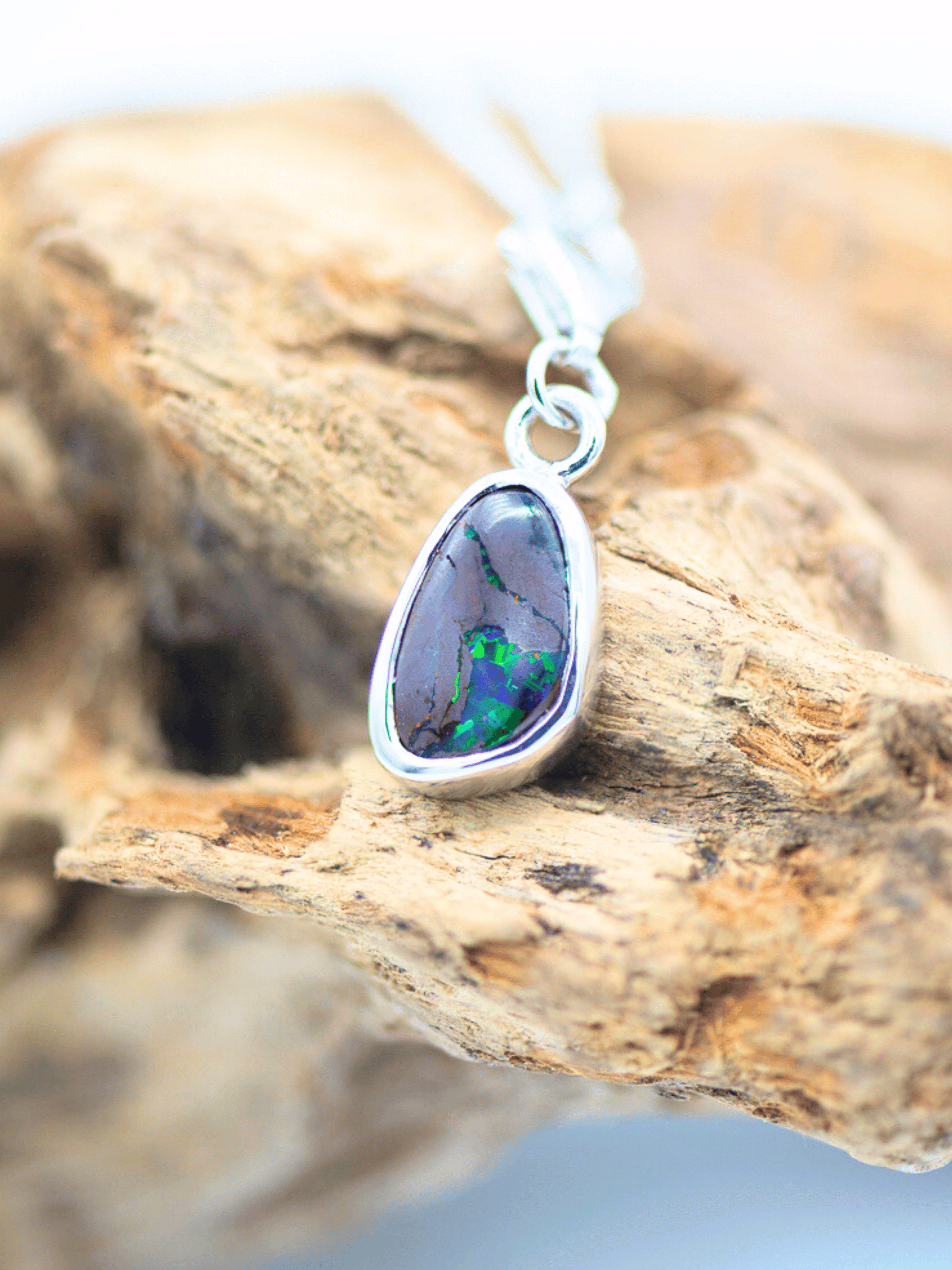 Boulder Opal Tear Drop Silver Bracelet Charm