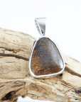 Boulder Opal Triangle Silver Pendant