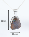 Boulder Opal Triangle Silver Pendant measurements